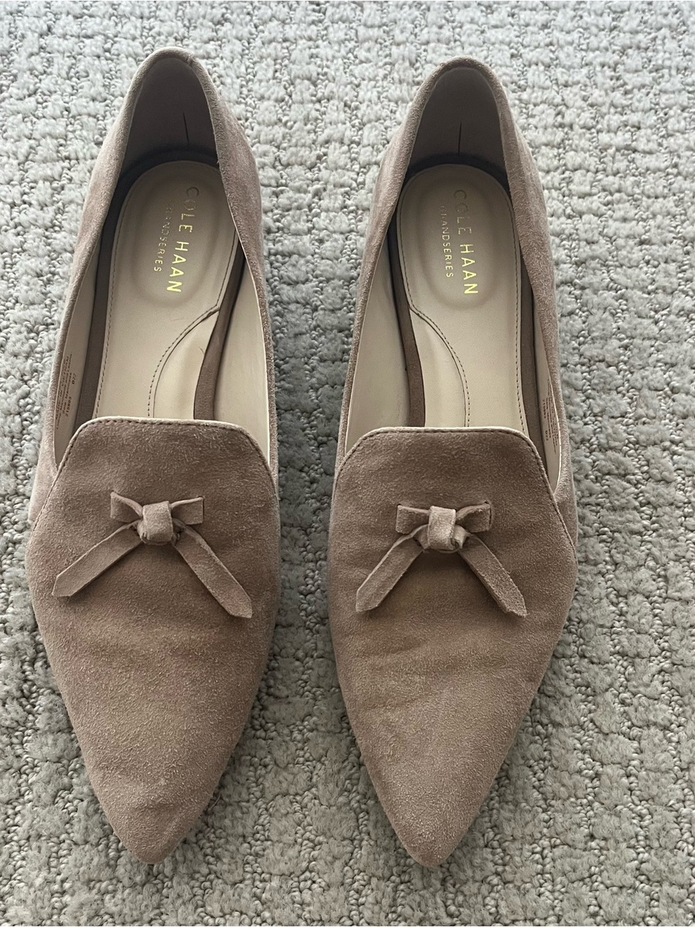 Cole Haan Viola Suede Tie Detail Skimmer Flats - colour light whiskey